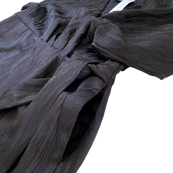 TOPSHOP Jacquard Wrap Midi Dress Black Dressy Formal Cocktail Party Size 6 NWT - Picture 7 of 10